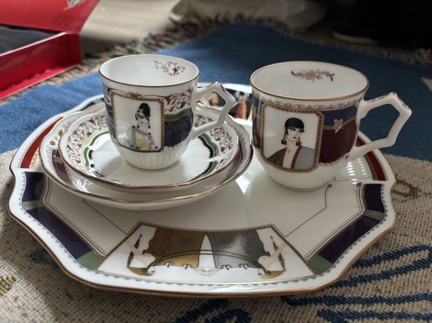 ‘ ERTE ‘ art deco  coffee cup, saucer, dinner plate set 