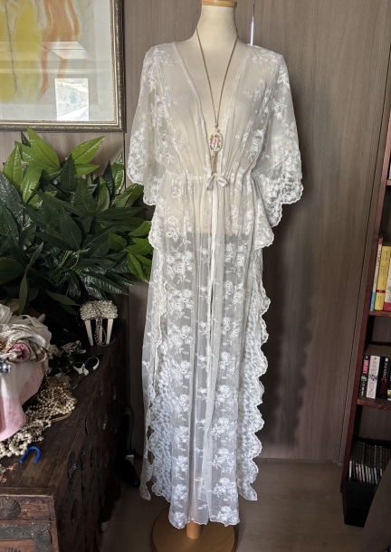 White long lace duster