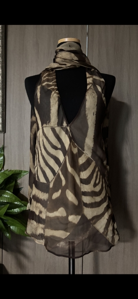 Ralph Lauren zebra pattern halter neck top